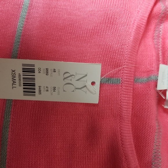New York and Company salmon pink with gray stripes blouse top XS - Picture 6 of 9